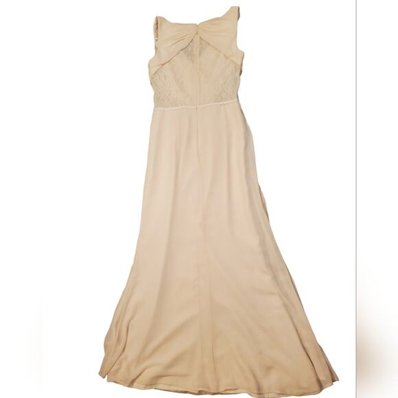 EUC Monique Lhuillier Luna Maxi Dress with Lace in Blush Sz 8 - Picture 4 of 10